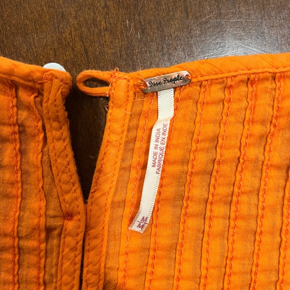 Free People Vibrant Orange Sleeveless Top with Lace Details - Picture 3 of 3